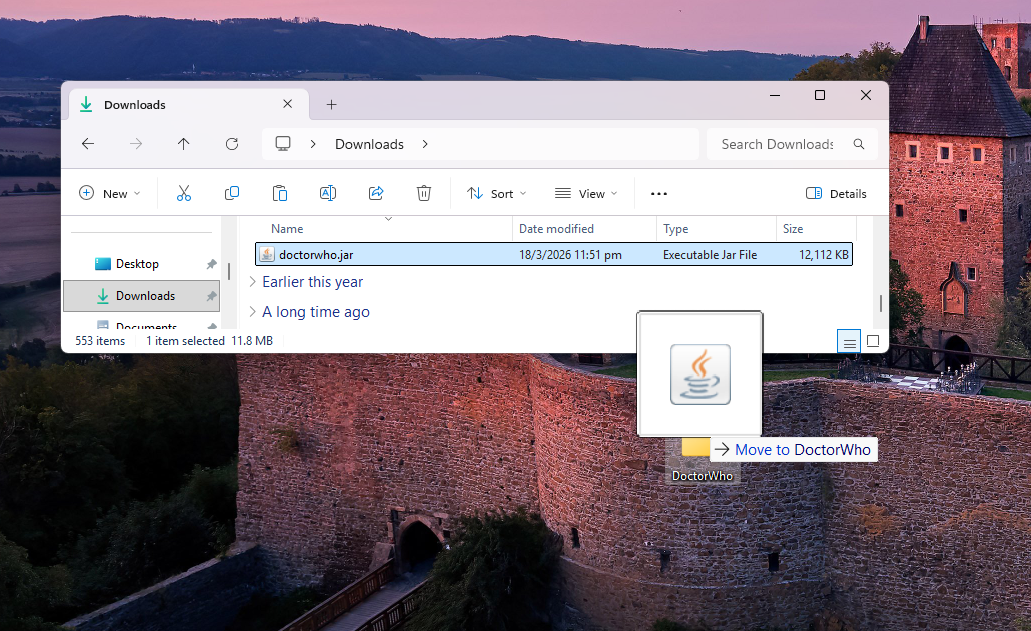 Moving .jar file to folder